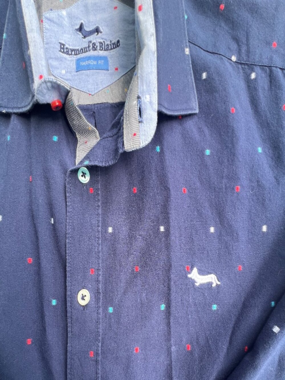 Harmont & Blaine mens cotton shirt button up print narrow fit LG Italy logo